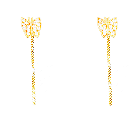 Cercei dama cu lant aur 14k pandant Fluturas cu pietre [1]