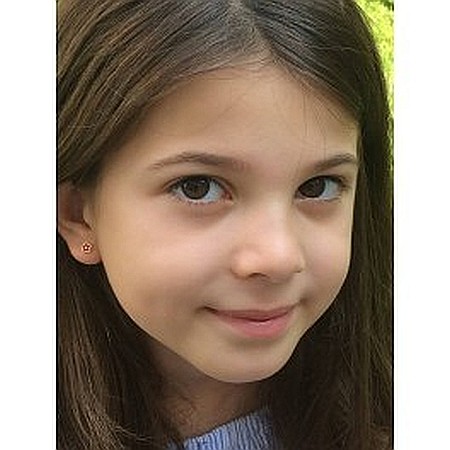 Cercei de aur 14K bebelusi copii cu surub Flori rosii email [3]