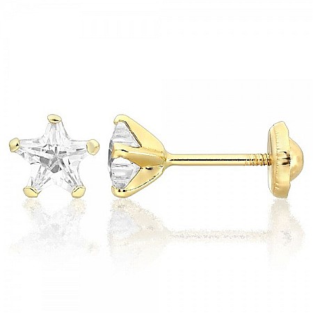 Cercei de aur 14k bebelusi fetite Stelute Zirconiu 5 mm [1]