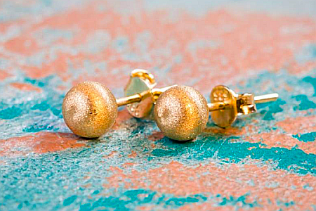 Cercei de aur 14k dama cu surub Bilute sidefate 4 mm [1]