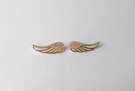 Cercei De Aur 14K Eleganti Pentru Femei Dama Aripi De Inger [3]
