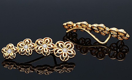 Cercei din aur copii - Cercei De Aur 14K Eleganti Pentru Femei Dama Floricele