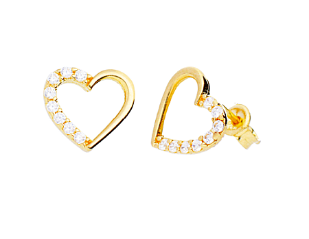 Cercei de aur 14K INIMI cu surub si pietre Zirconiu [0]