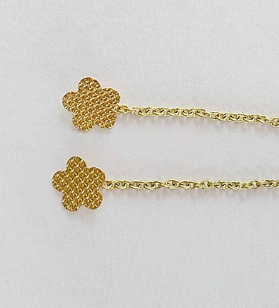 Cercei de aur 14K lungi cu lant mobil dama Floare 7mm [2]