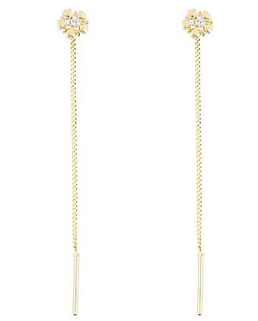 Cercei de aur 14K lungi lantisor femei Floricele [1]