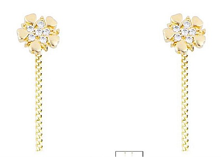 Cercei de aur 14K lungi lantisor femei Floricele [0]