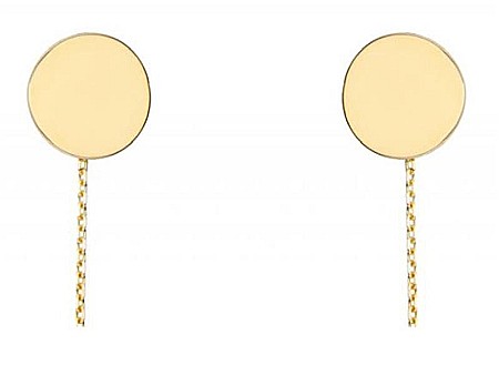 Cercei de aur 14K lungi simpli lantisor mobil dama BANUT 1cm [0]