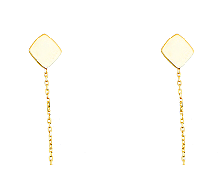 Cercei de aur 14K lungi simpli lantisor mobil dama ROMB [0]