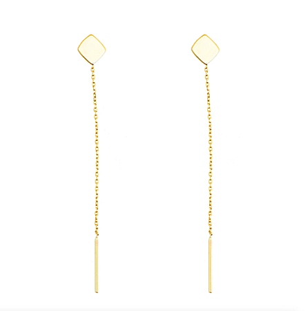 Cercei de aur 14K lungi simpli lantisor mobil dama ROMB [1]