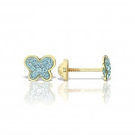 Cercei de aur 14K mici bebelusi nou nascuti Fluturasi pietre mici albastre [1]