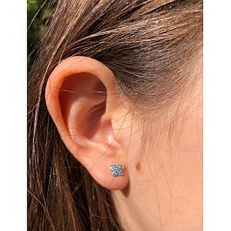 Cercei de aur 14K mici bebelusi nou nascuti Fluturasi pietre mici albastre [2]