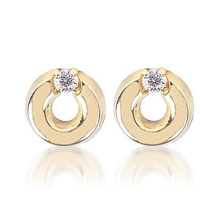 Cercei aur fete - Cercei de aur 14K pentru copii Cerculete 5mm cu diamant