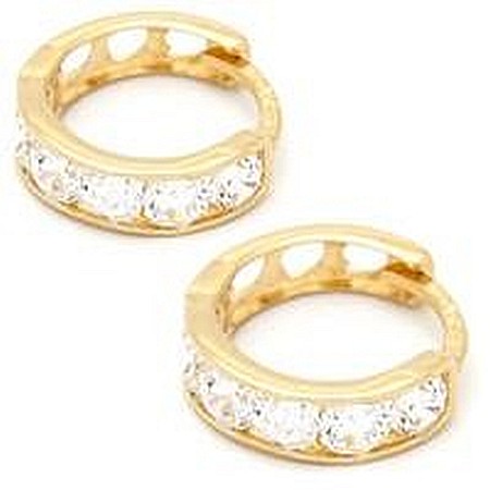 Cercei de aur 14K rotunzi copii nou nascuti tortite pietre albe 8 mm [0]