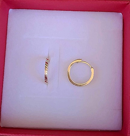 Cercei de aur 14K rotunzi fetite si dama Tortite cu striatii 11 mm [1]