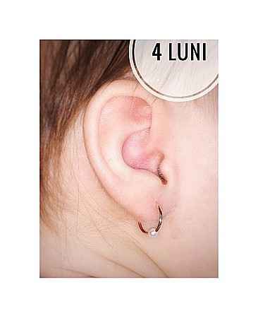 Cercei de aur 14k rotunzi nou nascuti si bebelusi Tortite 8 mm cu perluta [2]
