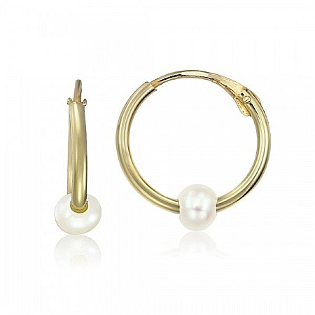 Cercei de aur 14k rotunzi nou nascuti si bebelusi Tortite 8 mm cu perluta [1]