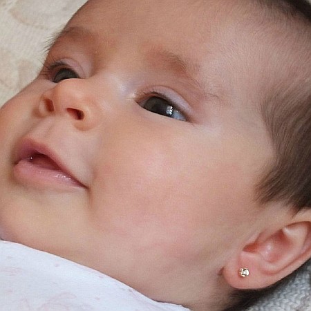 Cercei de aur 9K copii bebelusi Floricele cu pietre 3mm [5]