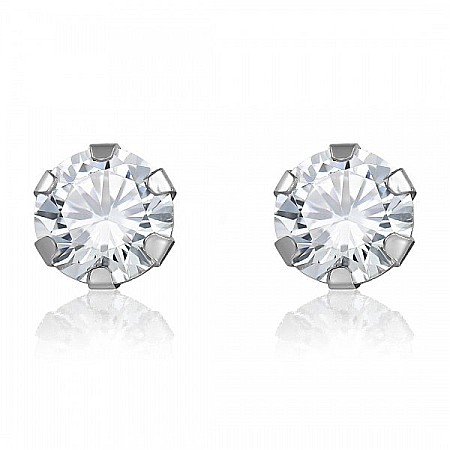 Cercei de aur alb 14K bebelusi copii Piatra incolora 5mm [0]