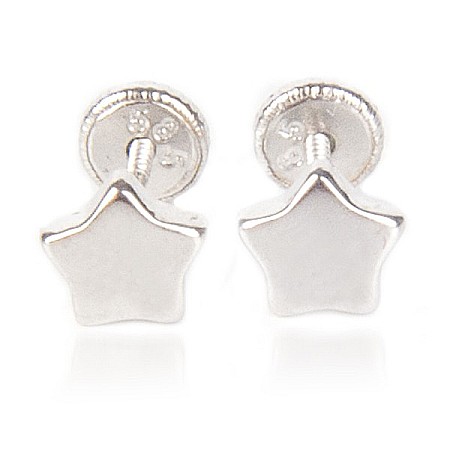 Cercei aur fete - Cercei de aur alb 14K fetite sau dama Stelute 4 mm