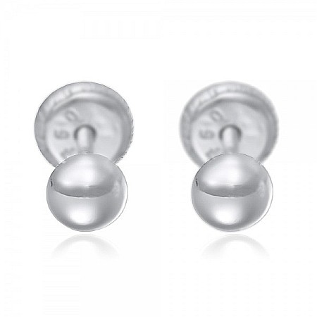 Cercei de aur alb 14k mici nou nascuti bebelusi Bilute 3mm [2]