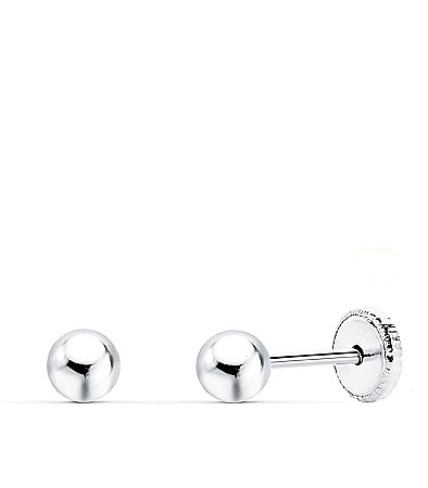 Cercei de aur alb 14k mici nou nascuti bebelusi Bilute 4mm [1]