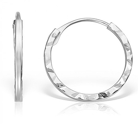 Cercei aur tortite copii - Cercei de aur alb 14k rotunzi bebelusi copii Tortite 8 mm cu striatii