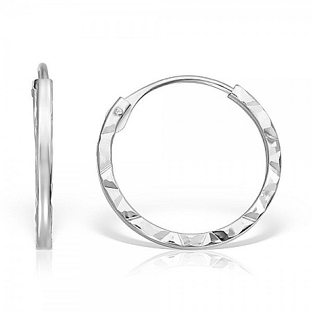 Cercei aur tortite copii - Cercei de aur alb 14k rotunzi fetite copii Tortite 12 mm cu striatii