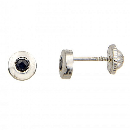 Cercei de aur alb 9k cu Safir bebelusi nou nascuti 4.5 mm [0]