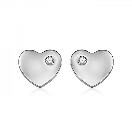Cercei din aur - Cercei de aur alb pentru copii fetite cu surub Inimioare albe