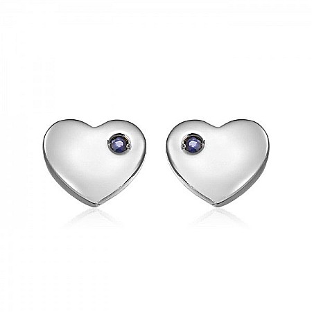 Cercei de aur alb pentru dama sau copii Inimi cu Safir [0]