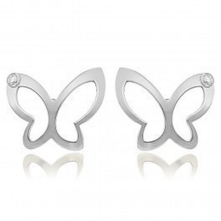 Cercei de aur alb surub copii fetite Fluturasi contur cu piatra [1]