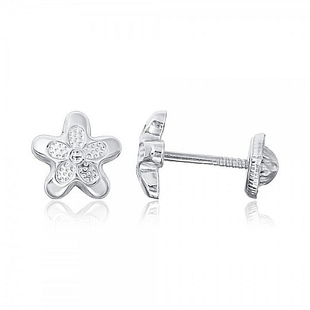 Cercei aur fete - Cercei de aur alb14K copii dama Stelute de mare 7 mm