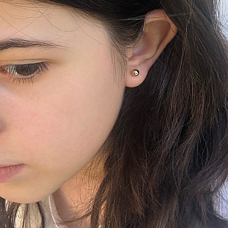 Cercei de aur galben 14k bebelusi fetite Bilute 5 mm [3]