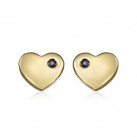 Cercei de aur galben 14K bebelusi si copii Inimi Safir [0]