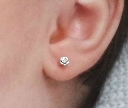 Cercei de aur galben 14k copii bebelusi Floricele cu piatra 3 mm [2]
