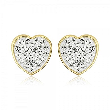 Cercei de aur galben 14K copii fete dama Inimioare 7mm [3]