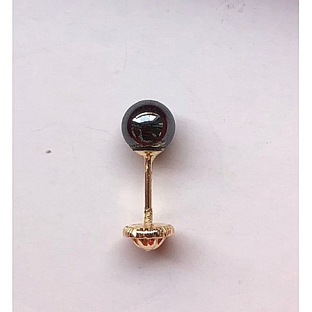 Cercei de aur galben 14k copii fetite Piatra hematit 5mm [1]