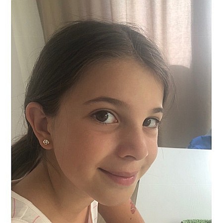 Cercei de aur galben 14k cu surub copii fetite Floare cu piatra alba 7mm [2]