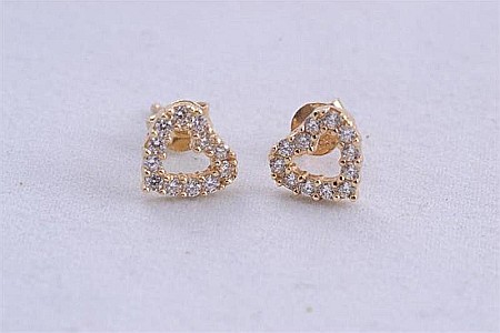 Cercei de aur galben 14K femei dama INIMIOARE plate 1cm [0]