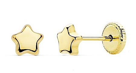Cercei aur fete - Cercei de aur galben 14K fetite copii Stelute 4 mm
