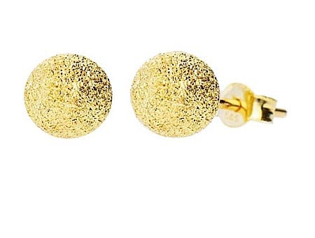 Cercei de aur galben 14k mici dama cu surub Bobite diamantate 4 mm [0]