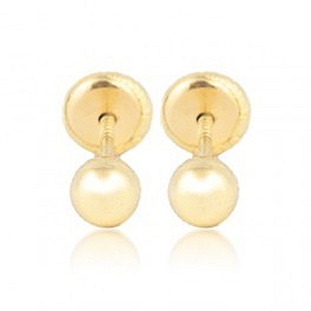 Cercei de aur galben 14k mici nou nascuti bebelusi Bilute 4mm [1]