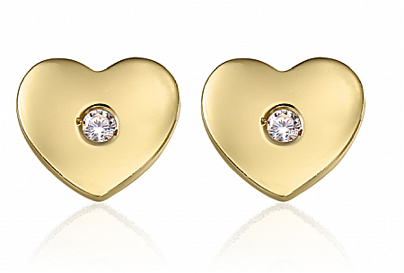 Cercei de aur galben 14K pentru copii dama Inimioare 6mm [1]