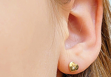 Cercei de aur galben 14K pentru copii dama Inimioare 6mm [2]
