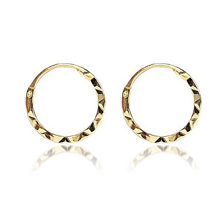 Cercei aur fete - Cercei de aur galben 14k rotunzi bebelusi copii Tortite 8 mm cu striatii