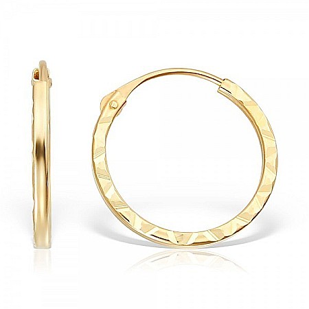 Cercei de aur galben 14k rotunzi fetite copii Tortite 12 mm cu striatii [0]