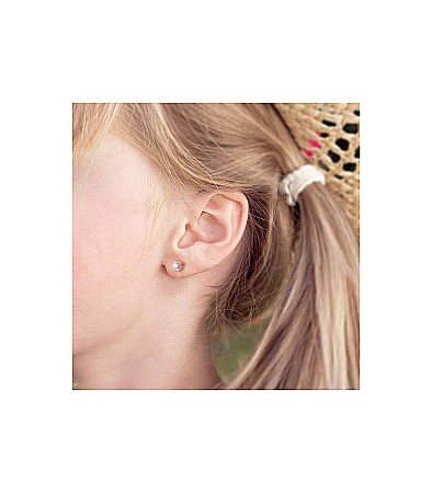 Cercei de aur galben 14K surub copii bebelusi Perle cultura 4 mm [2]