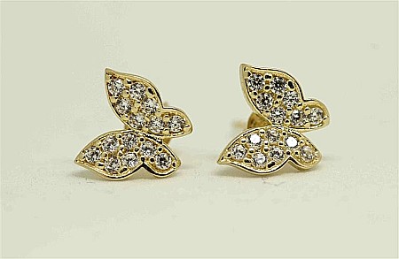 Cercei de aur galben dama cu surub model Fluturasi [0]