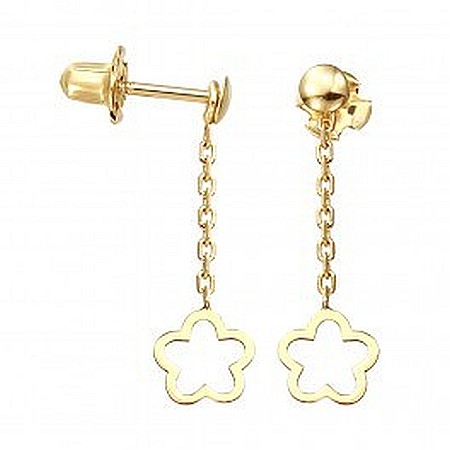 Cercei de aur galben lungi cu lant copii dama Floricele [0]