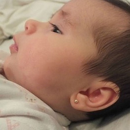 Cercei de aur galben mici nou nascuti bebelusi Bilute cu pietricica [3]